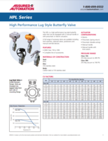 ASSURED HPL CATALOG HPL SERIES: HIGH PERFORMANCE LUG STYLE BUTTERFLY VALVE